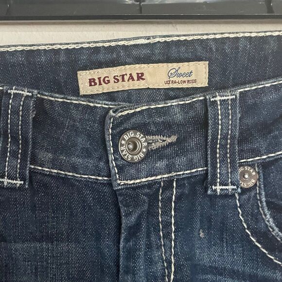 29L BIG Star Sweet Ultra Low Rise Jeans Bootcut Dark Wash Denim Stretch Women's - Picture 3 of 10